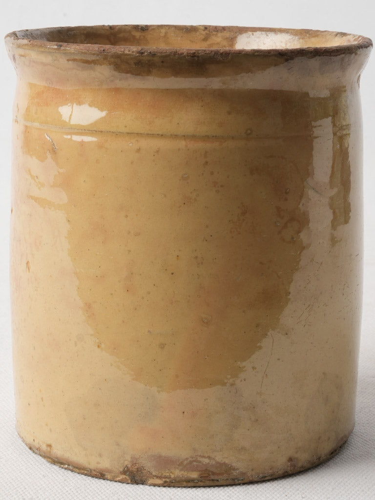 Small Rustic French Ceramic Pot W/ Ochre Glaze - 5½"