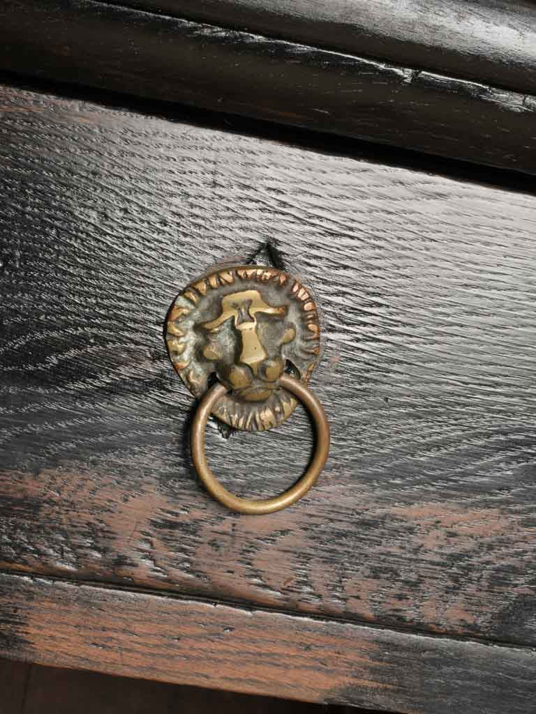 Rare Late 19th Century Ebonized Bar w/ Brass Marquetry and Tap - 36¼" x 70"