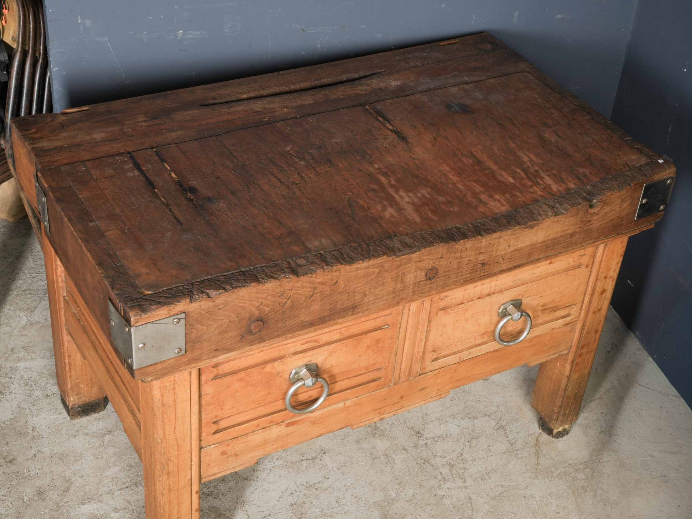 French Butcher's Block Worktable, c. 1940s - 32¼" x 48"