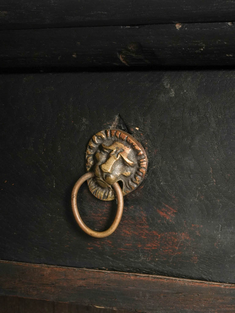 Rare Late 19th Century Ebonized Bar w/ Brass Marquetry and Tap - 36¼" x 70"