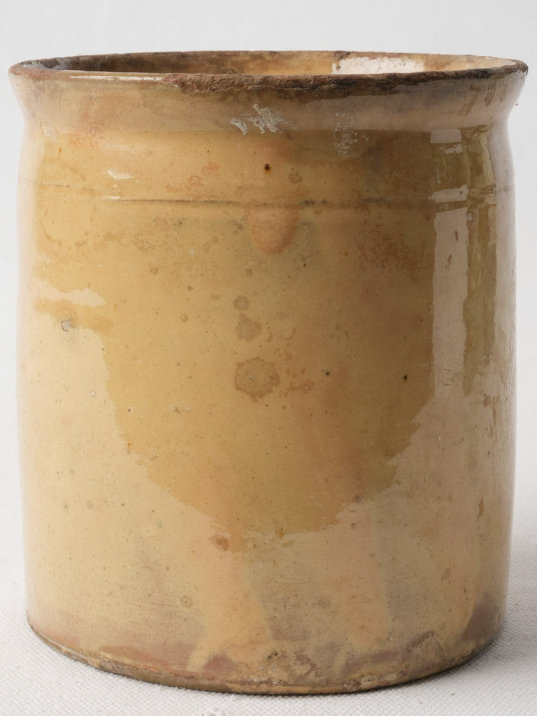 Small Rustic French Ceramic Pot W/ Ochre Glaze - 5½"