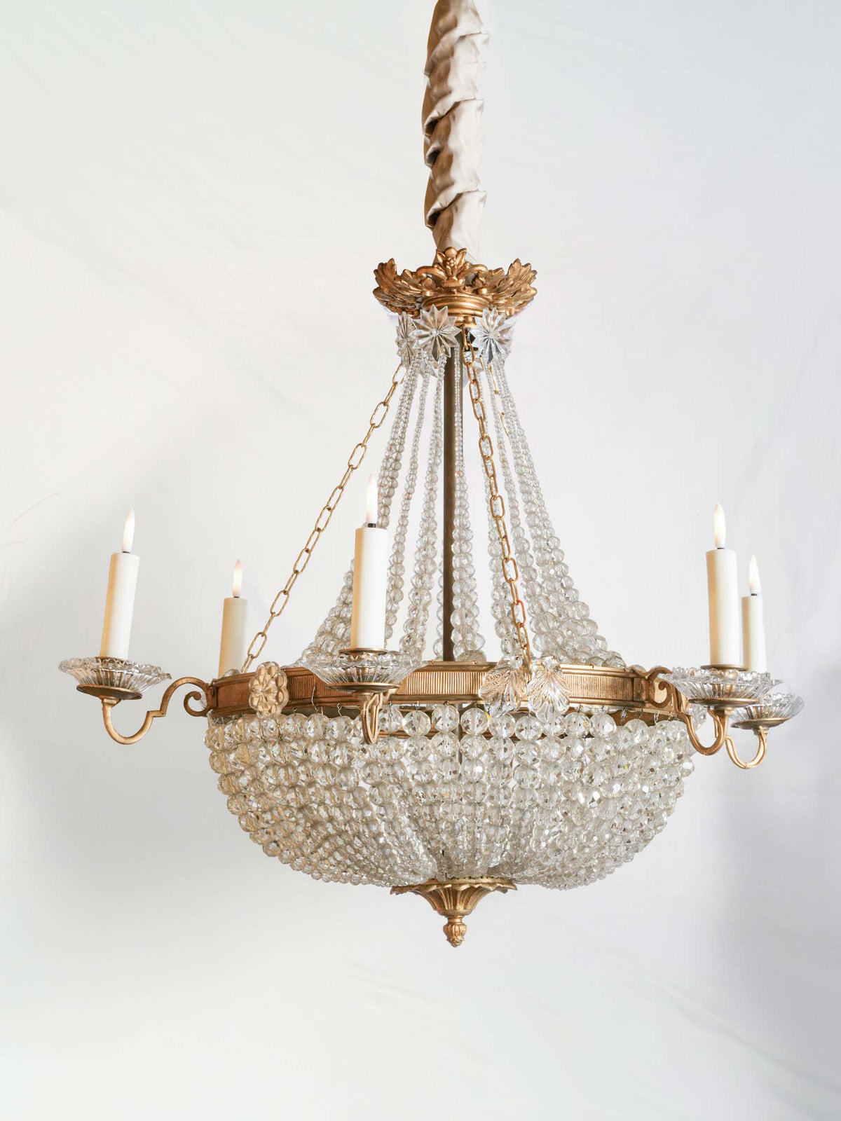 Large Louis XVI-Style Balloon Chandelier w/ Opulent Glass Beadwork - 26½" x 27½"