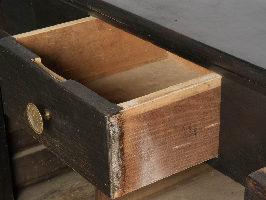 Rare Late 19th Century Ebonized Bar w/ Brass Marquetry and Tap - 36¼" x 70"