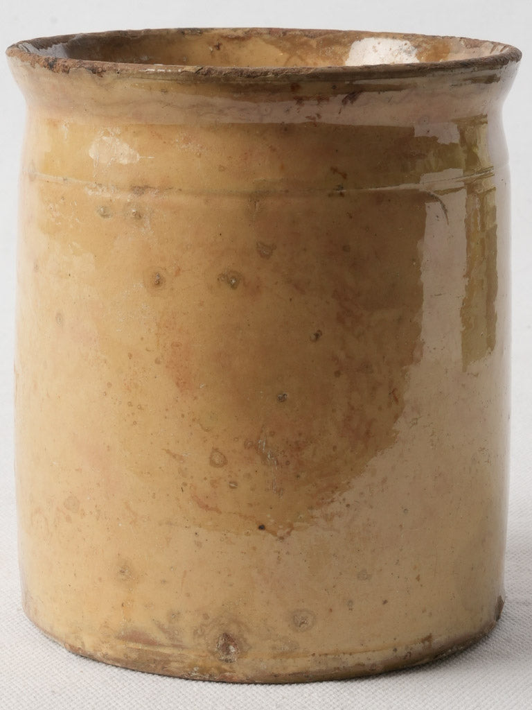 Small Rustic French Ceramic Pot W/ Ochre Glaze - 5½"