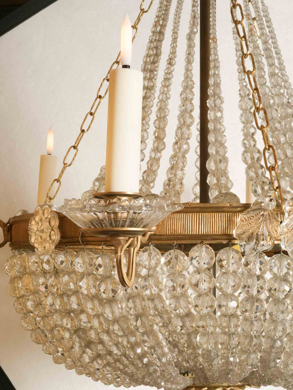 Large Louis XVI-Style Balloon Chandelier w/ Opulent Glass Beadwork - 26½" x 27½"