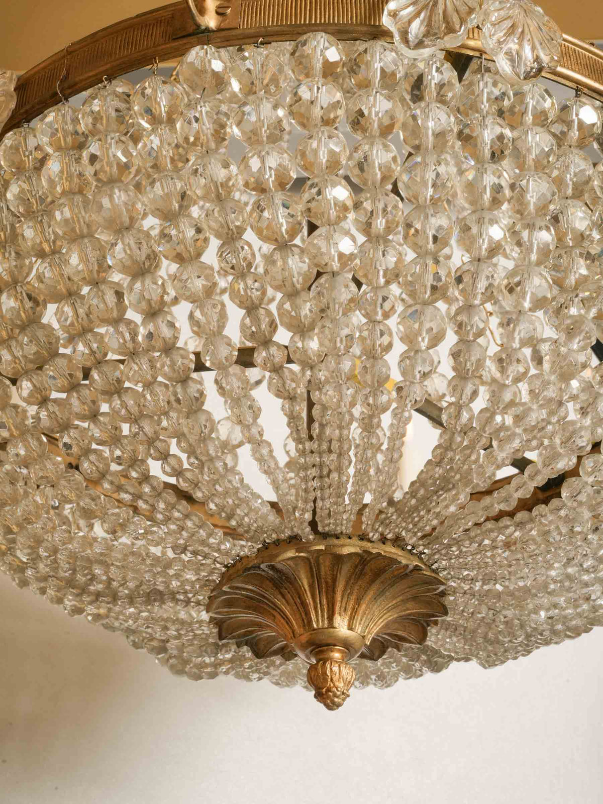 Large Louis XVI-Style Balloon Chandelier w/ Opulent Glass Beadwork - 26½" x 27½"