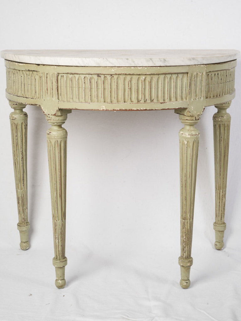 Distressed sage green console