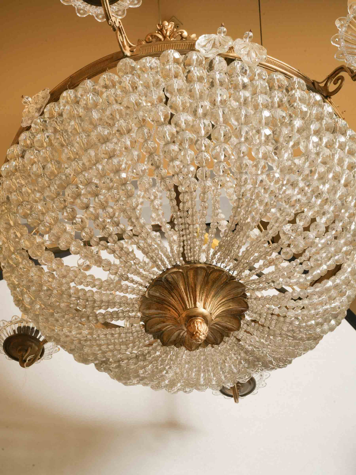 Large Louis XVI-Style Balloon Chandelier w/ Opulent Glass Beadwork - 26½" x 27½"