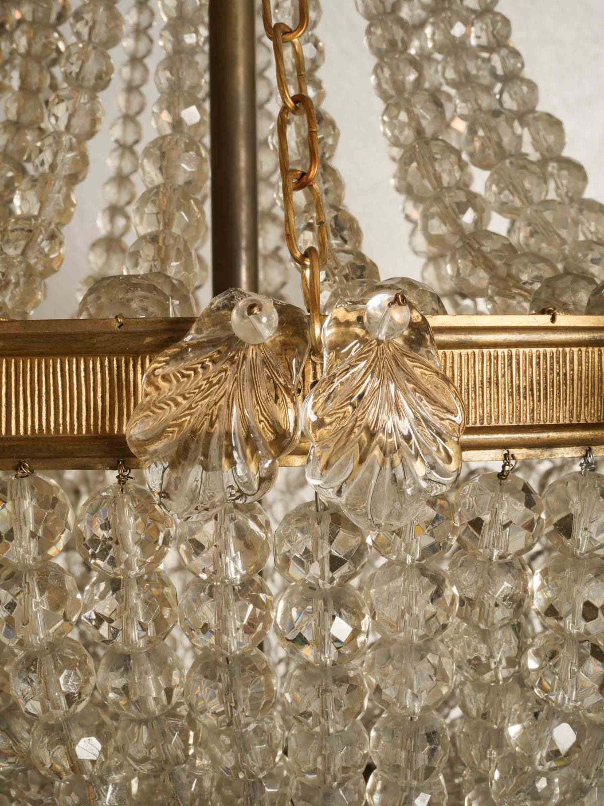 Large Louis XVI-Style Balloon Chandelier w/ Opulent Glass Beadwork - 26½" x 27½"