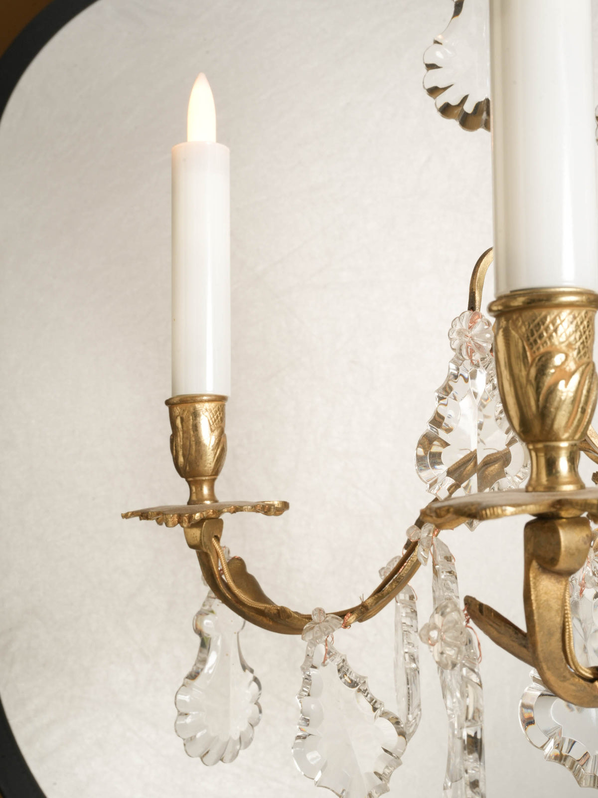 Refined Antique Gilt-Brass Five-Light Chandelier- 33" x 21¼"