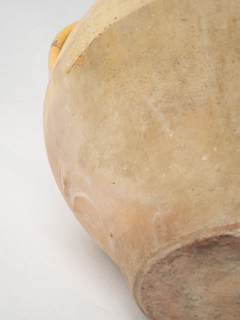 Large Antique French Water Jug W/ Bright Yellow Glaze