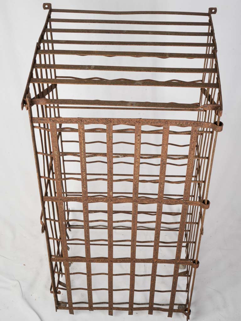 Compact gridded iron wine rack