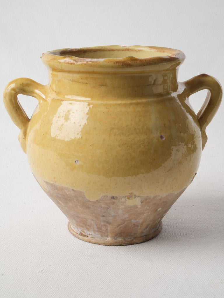 Small Antique Saint-Jean-de-Fos Confit Pot W/ Bright Yellow Glaze - 7½"