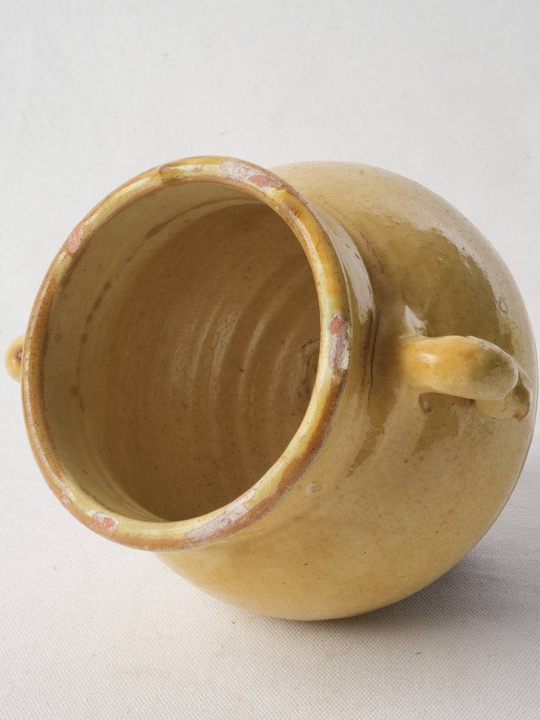 Small Antique Saint-Jean-de-Fos Confit Pot W/ Bright Yellow Glaze - 7½"