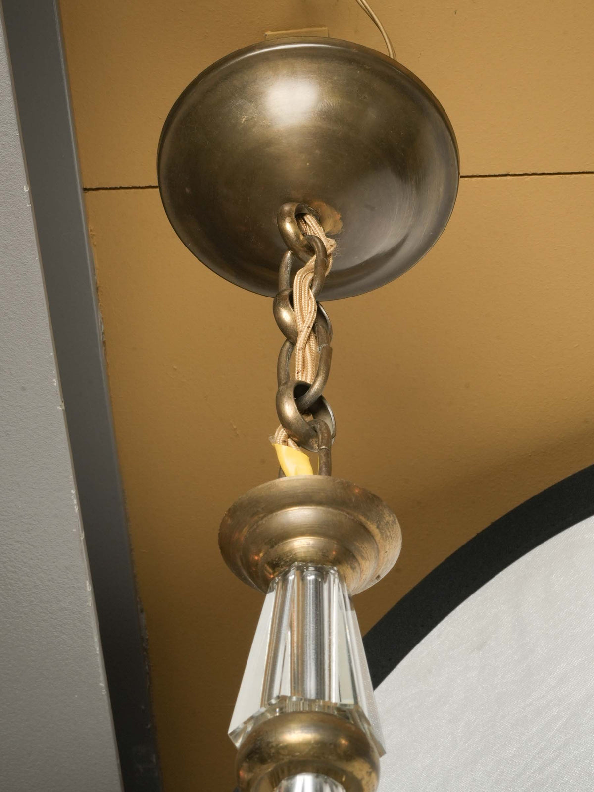 Elegant French Art Deco Brass and Cut-Crystal Four-Light Chandelier, in the Style of Adnet - 23¼" x 20¾"