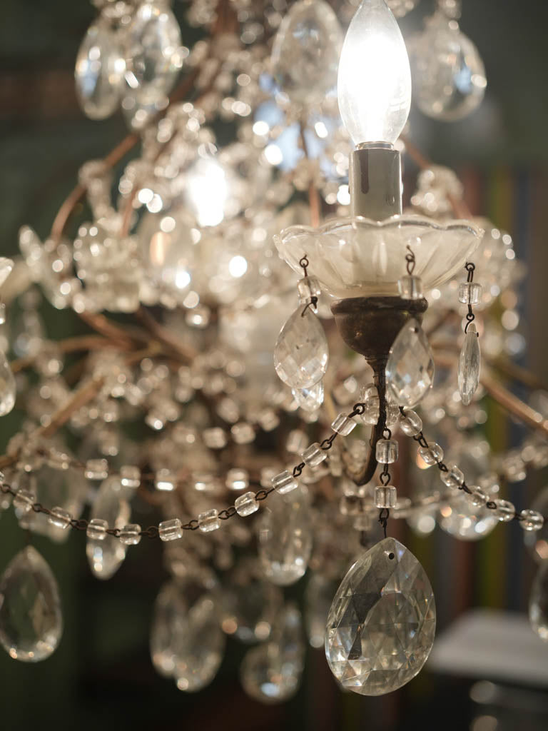 Antique bronze and glass chandelier - ornate, charming