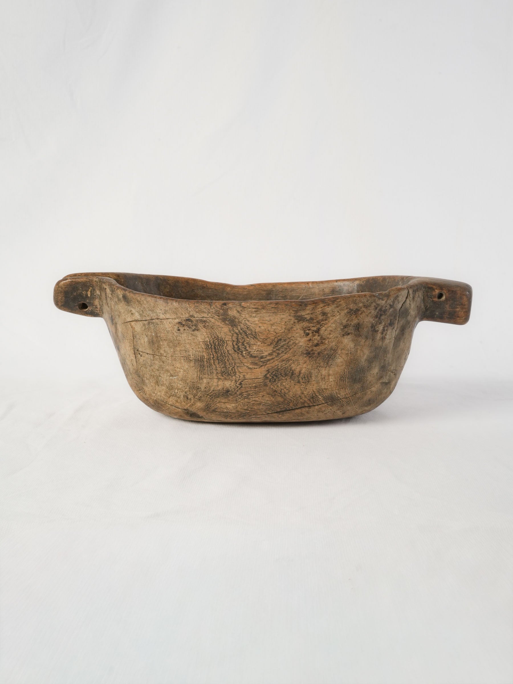 Primitive mid 19th century French Savoie cream bowl with pierced lug
