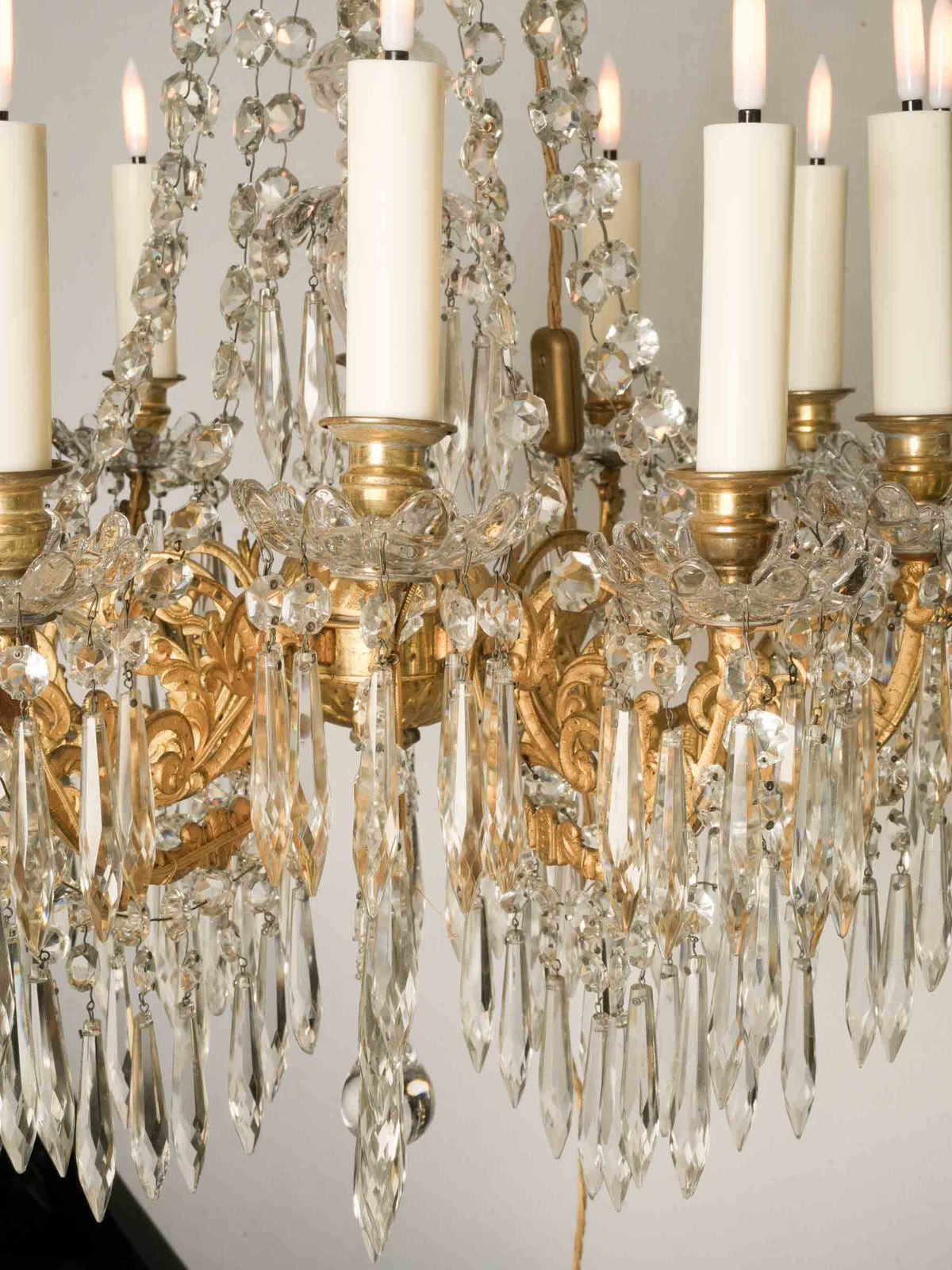 Lavish 19th-Century French Gilt-Bronze and Crystal Twelve-Light Chandelier - 31½" x 19¾"