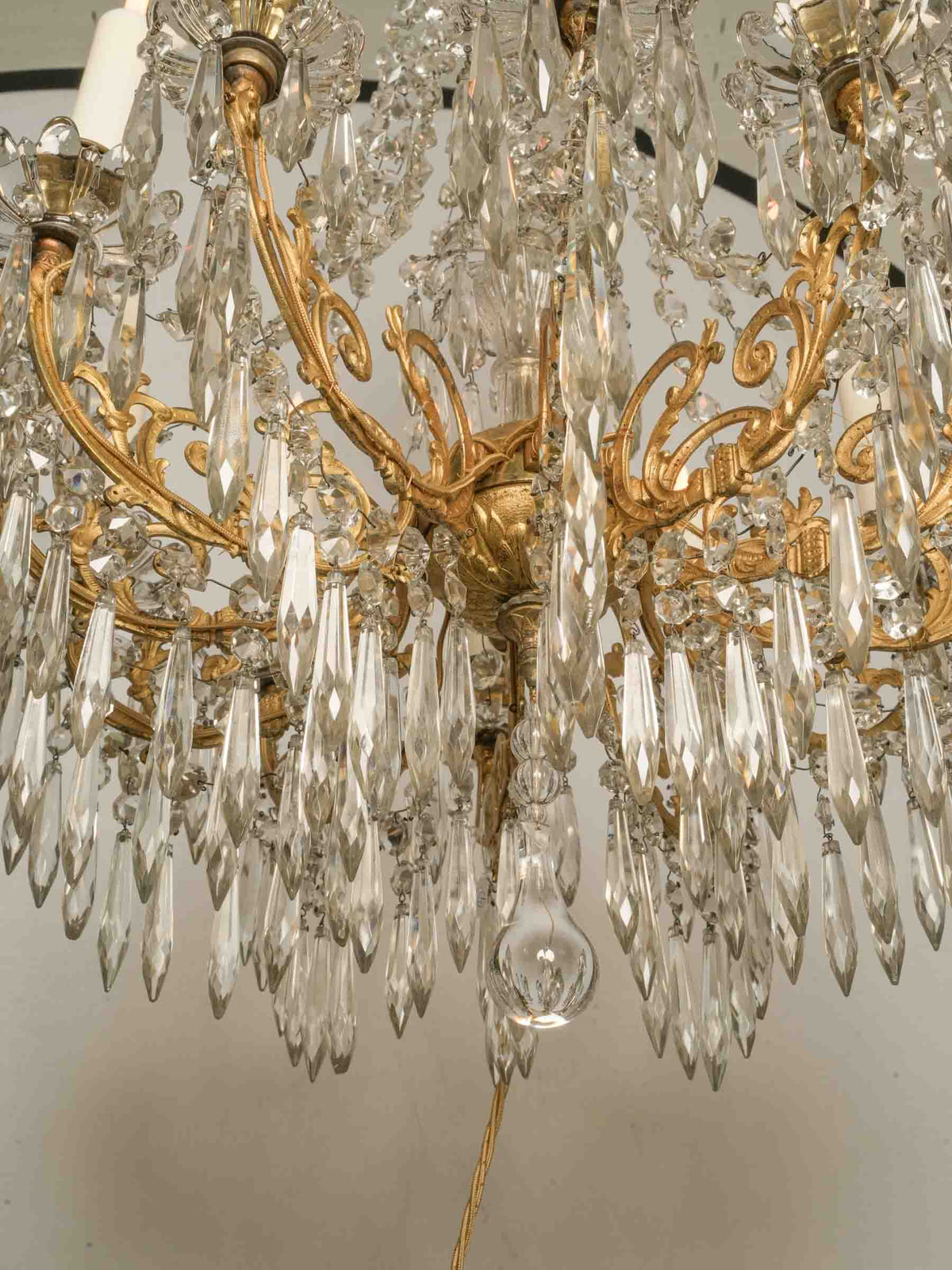Lavish 19th-Century French Gilt-Bronze and Crystal Twelve-Light Chandelier - 31½" x 19¾"
