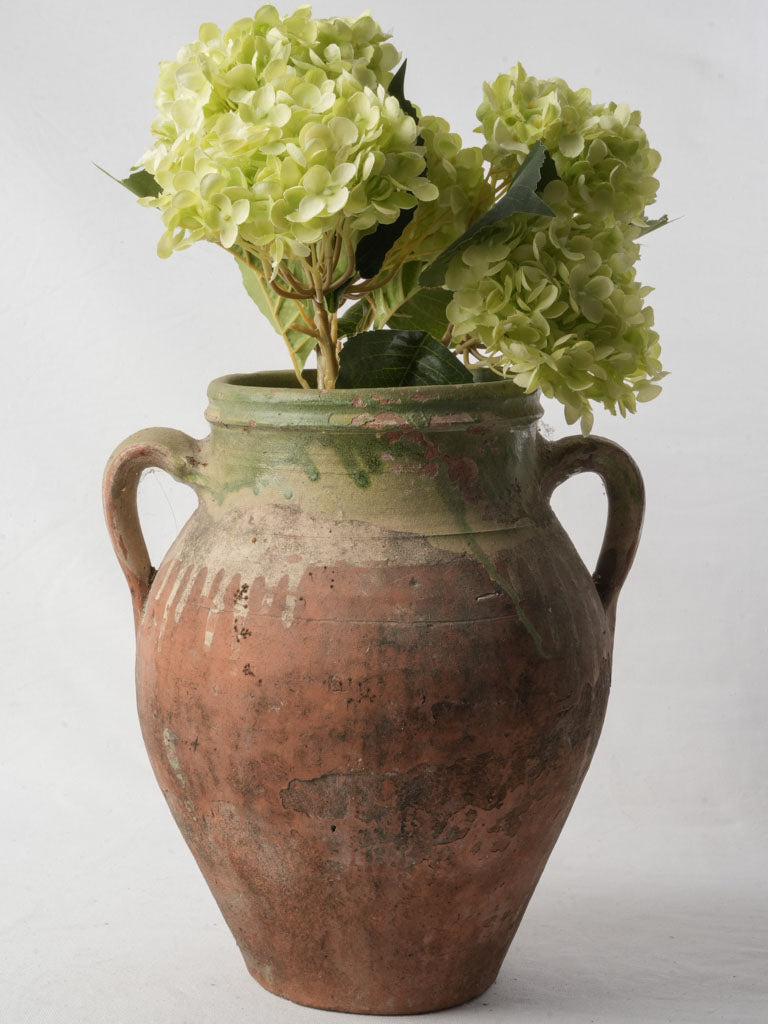 Early 20th-Century Spanish Pottery Jar W/ Green Glaze - 14¼"