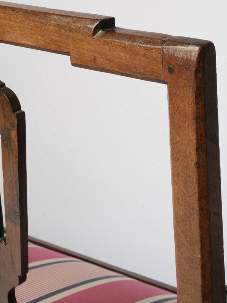 Distinctive pierced splat walnut bench