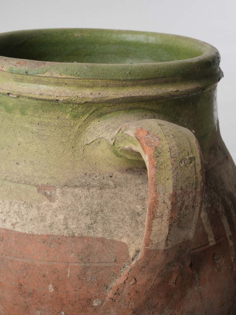 Early 20th-Century Spanish Pottery Jar W/ Green Glaze - 14¼"