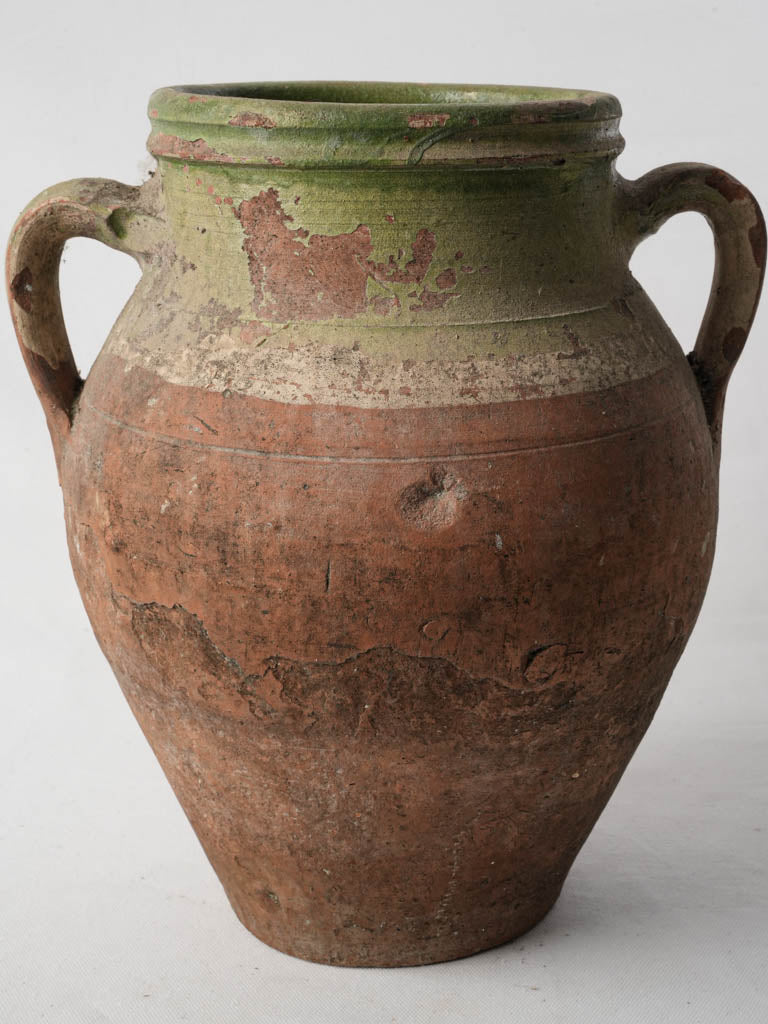 Early 20th-Century Spanish Pottery Jar W/ Green Glaze - 14¼"