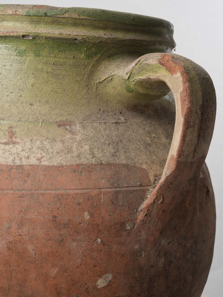 Early 20th-Century Spanish Pottery Jar W/ Green Glaze - 14¼"
