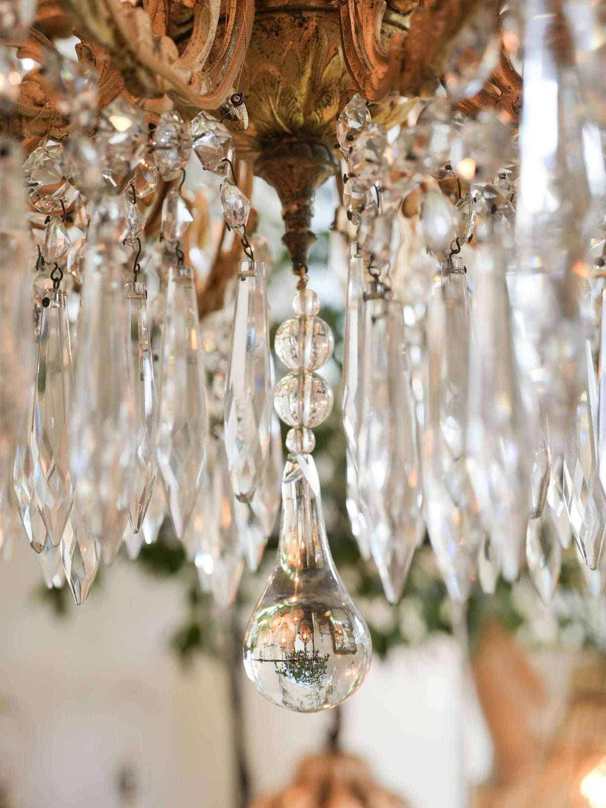 Lavish 19th-Century French Gilt-Bronze and Crystal Twelve-Light Chandelier - 31½" x 19¾"