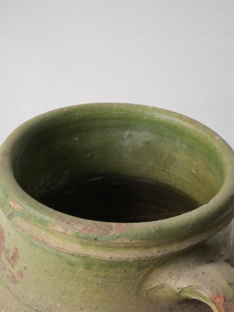 Early 20th-Century Spanish Pottery Jar W/ Green Glaze - 14¼"