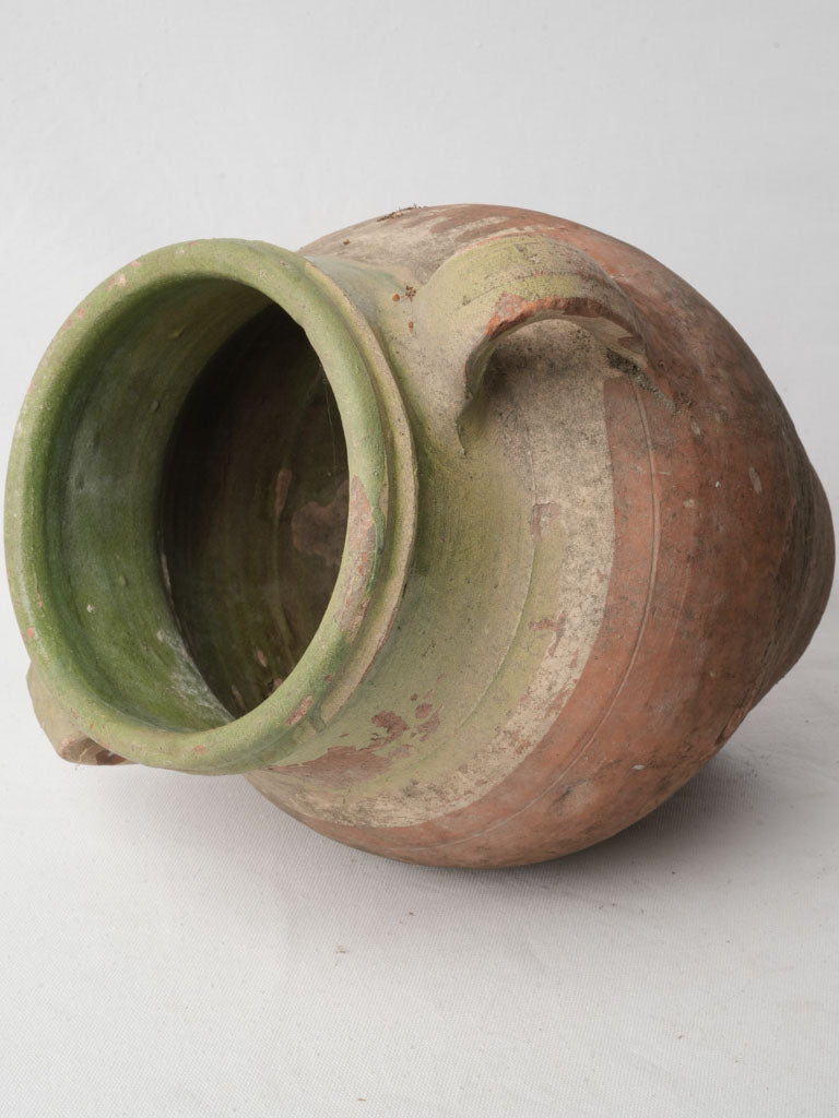 Early 20th-Century Spanish Pottery Jar W/ Green Glaze - 14¼"