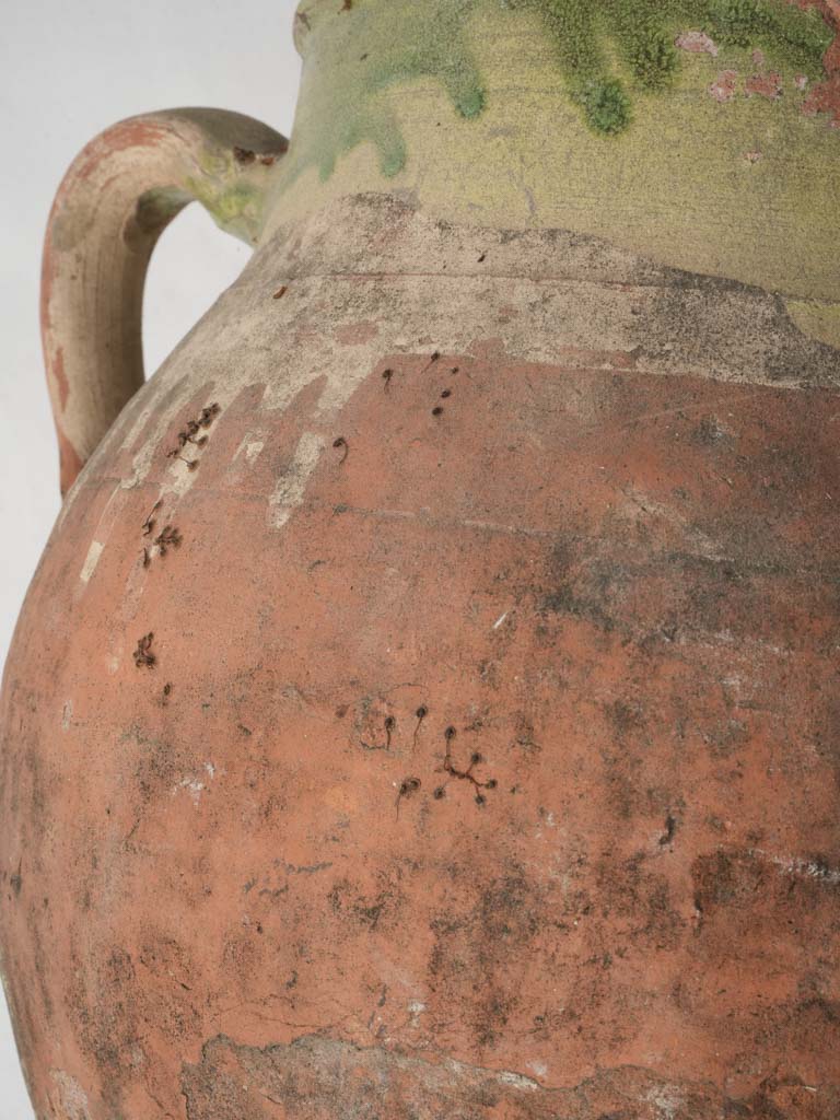 Early 20th-Century Spanish Pottery Jar W/ Green Glaze - 14¼"