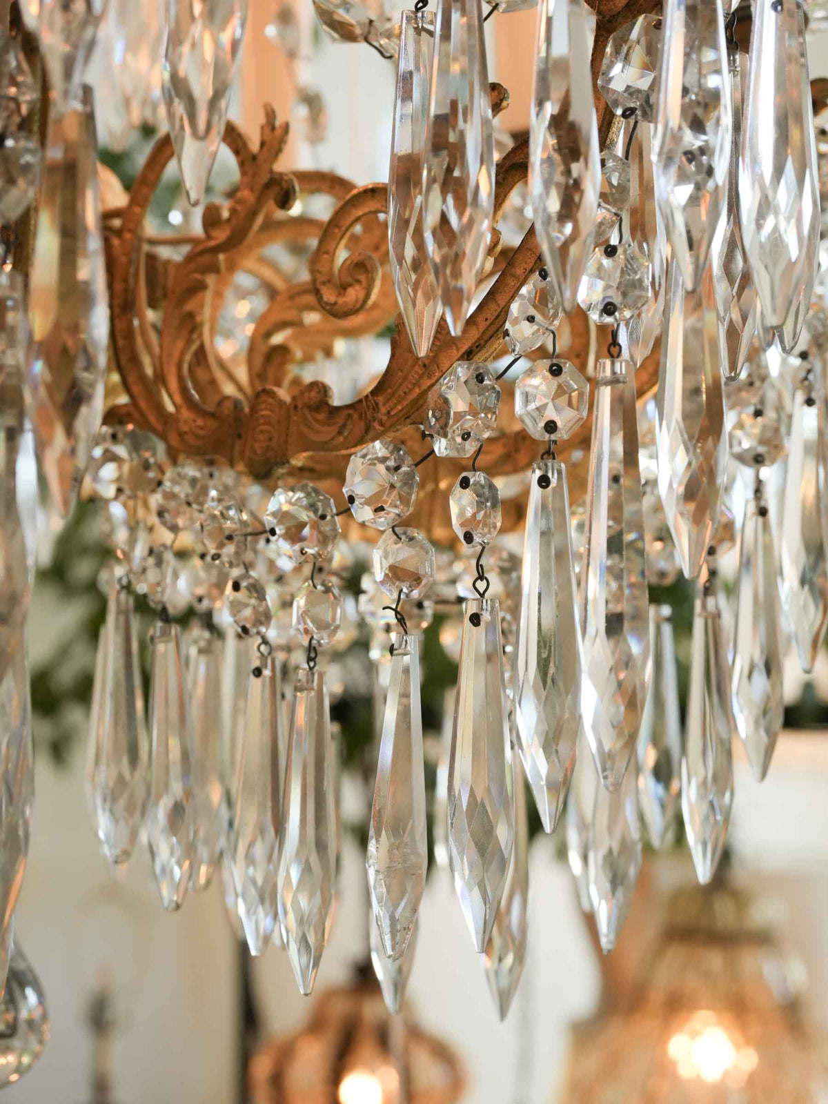 Lavish 19th-Century French Gilt-Bronze and Crystal Twelve-Light Chandelier - 31½" x 19¾"