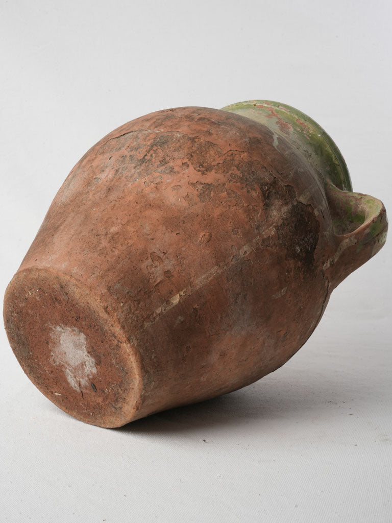 Early 20th-Century Spanish Pottery Jar W/ Green Glaze - 14¼"