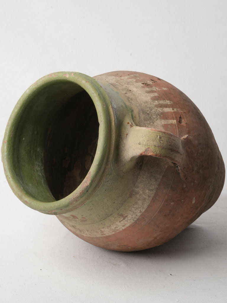Early 20th-Century Spanish Pottery Jar W/ Green Glaze - 14¼"