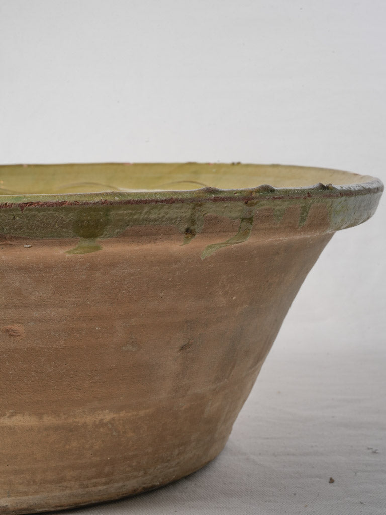 19th-Century Spanish Tian Bowl W/ Olive Green Glaze - 17¾"