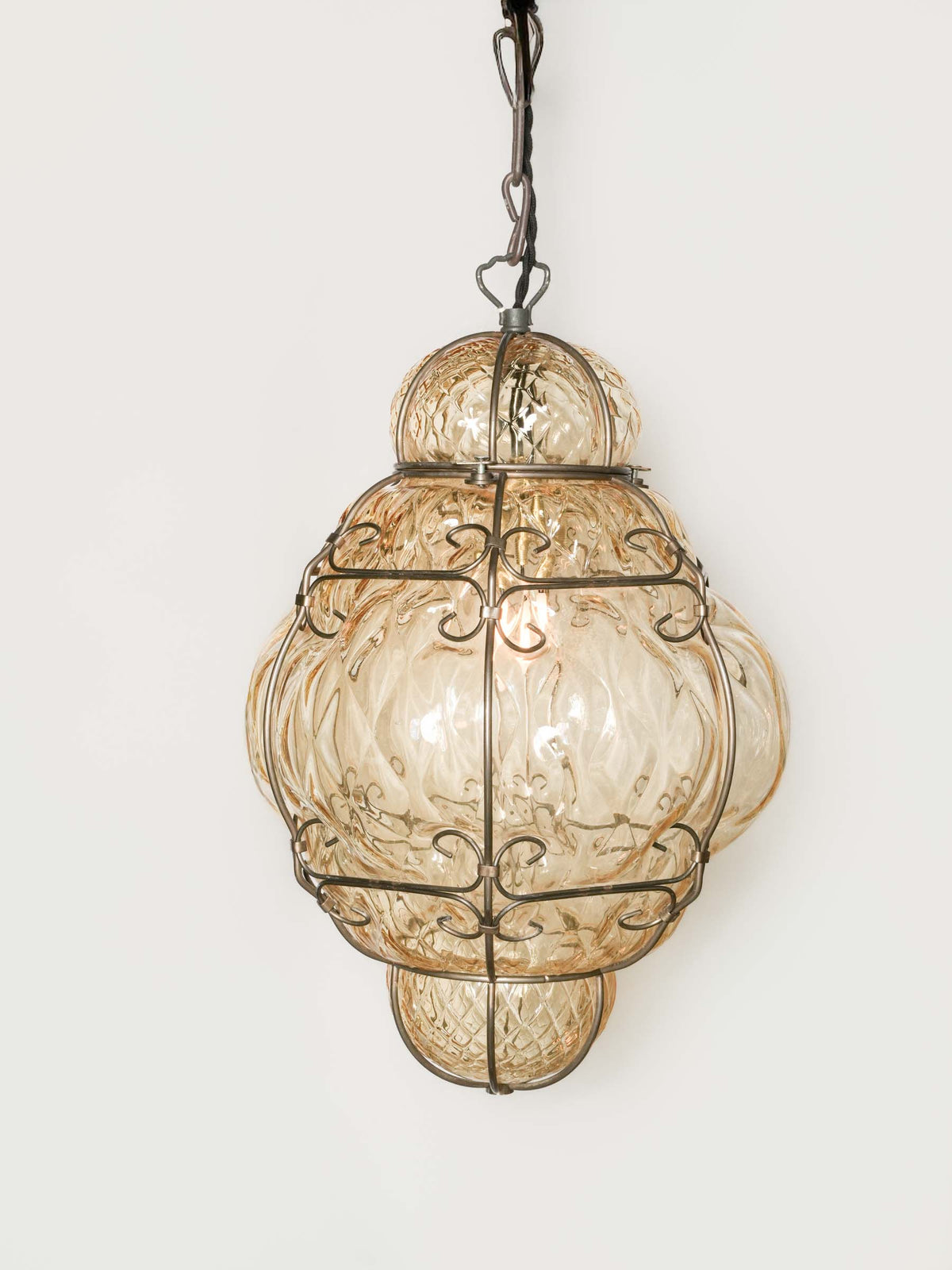 Vintage Italian Mouth-Blown Murano Glass Pendant Light - 19¾"