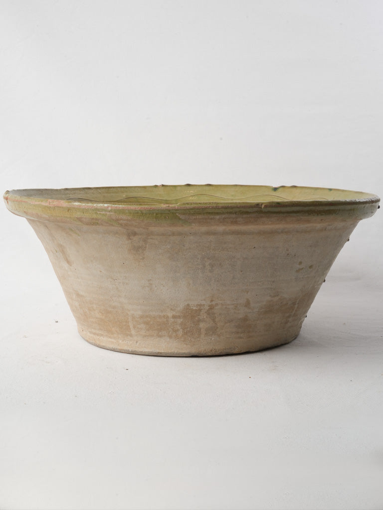 19th-Century Spanish Tian Bowl W/ Olive Green Glaze - 17¾"