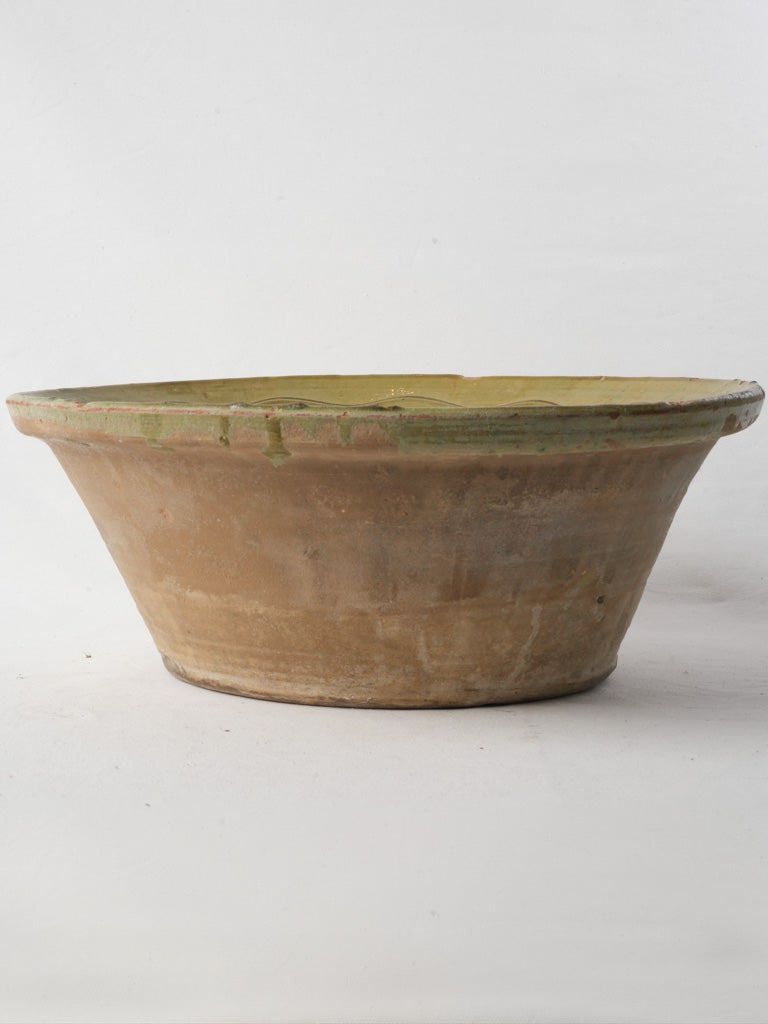 19th-Century Spanish Tian Bowl W/ Olive Green Glaze - 17¾"