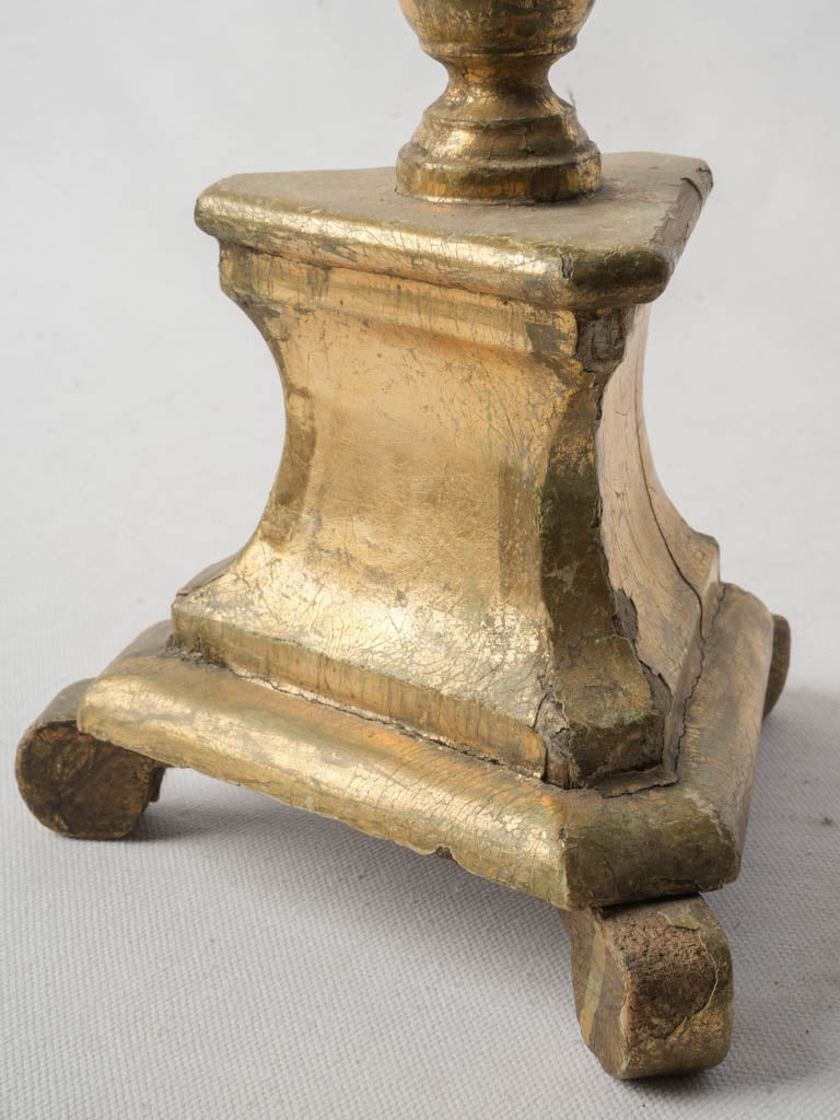 Graceful 18th-Century Gilt Wood Candlestick - 26"
