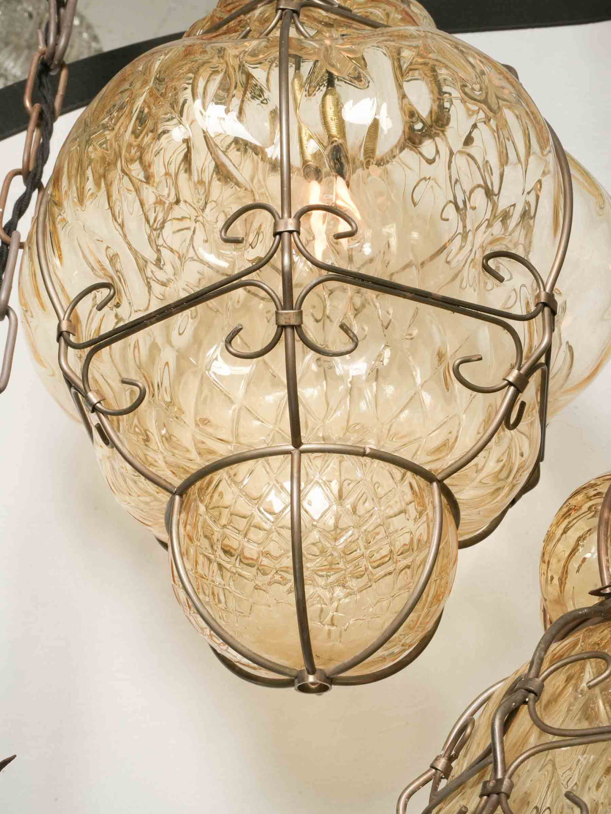 Vintage Italian Mouth-Blown Murano Glass Pendant Light - 19¾"