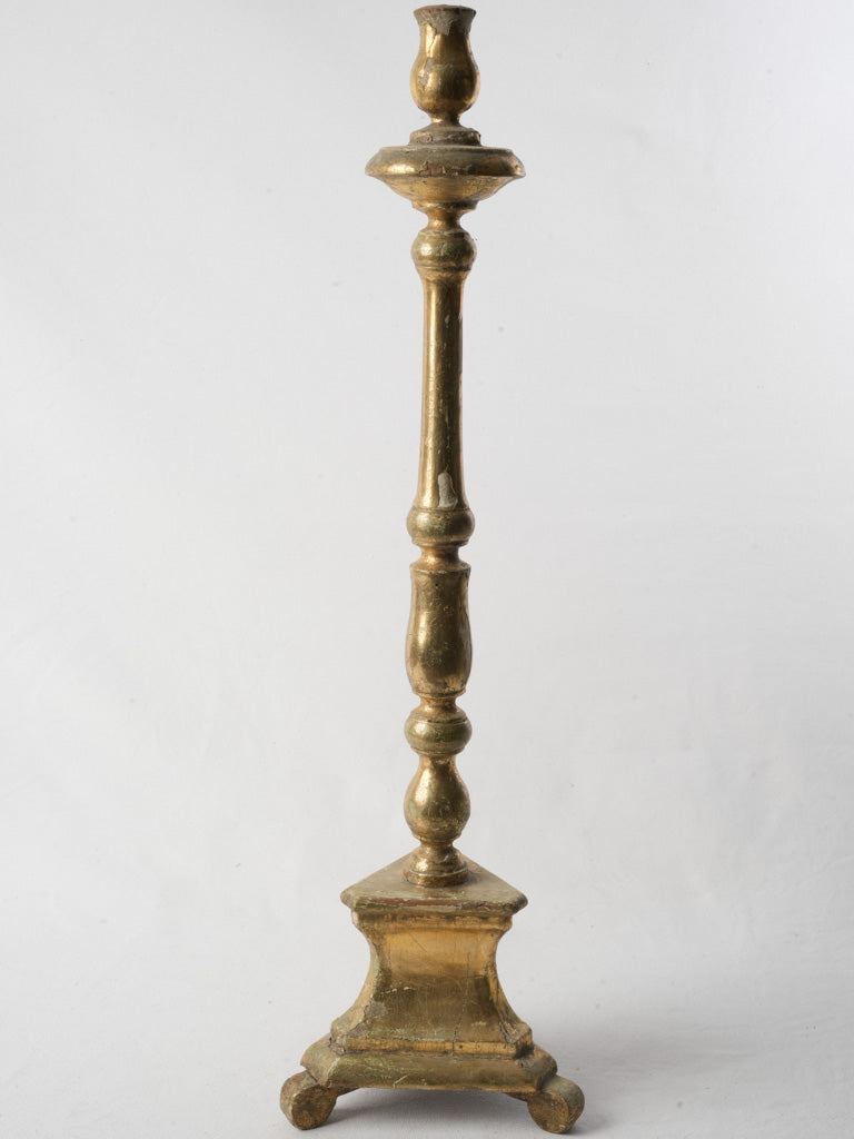 Graceful 18th-Century Gilt Wood Candlestick - 26"