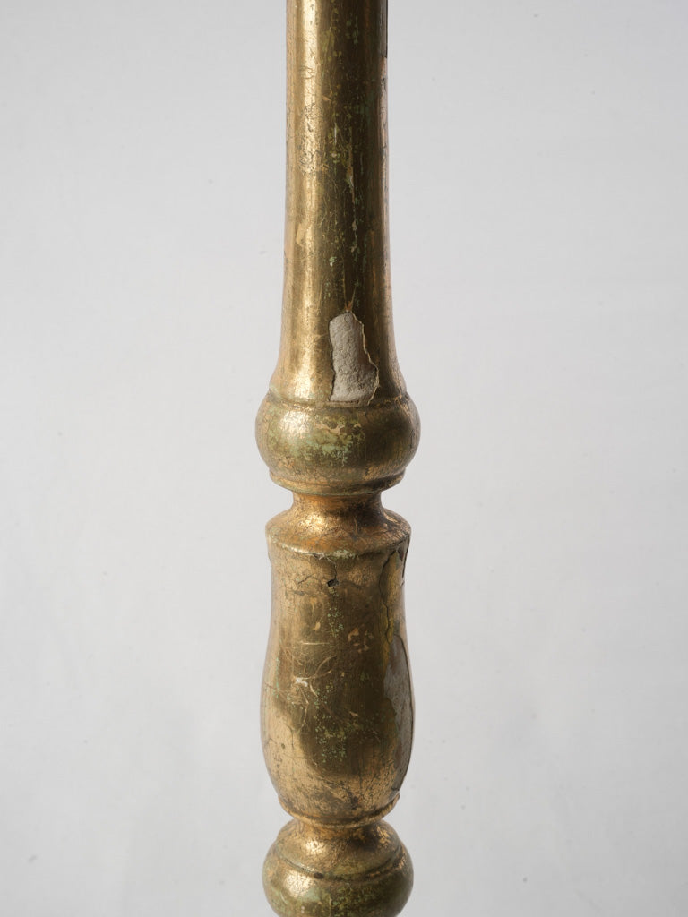 Graceful 18th-Century Gilt Wood Candlestick - 26"