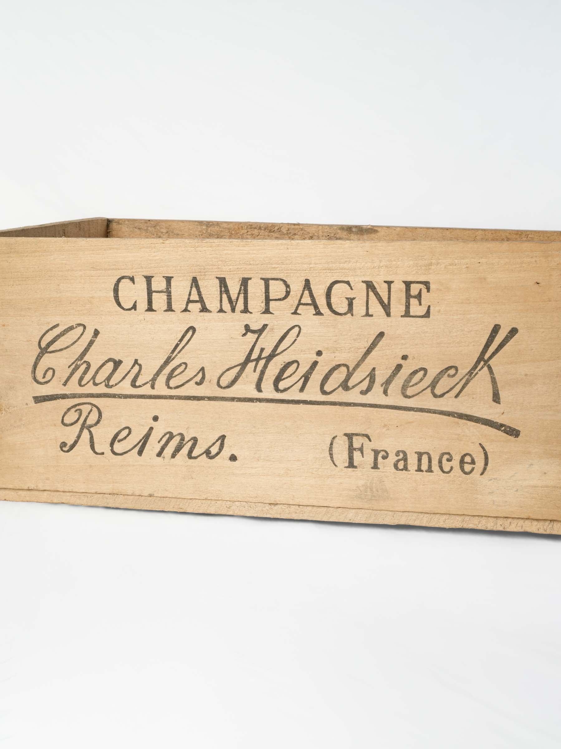 Mid 20th century French champagne crate - Charles Heidsieck Reims, 20¾" x 13¾"