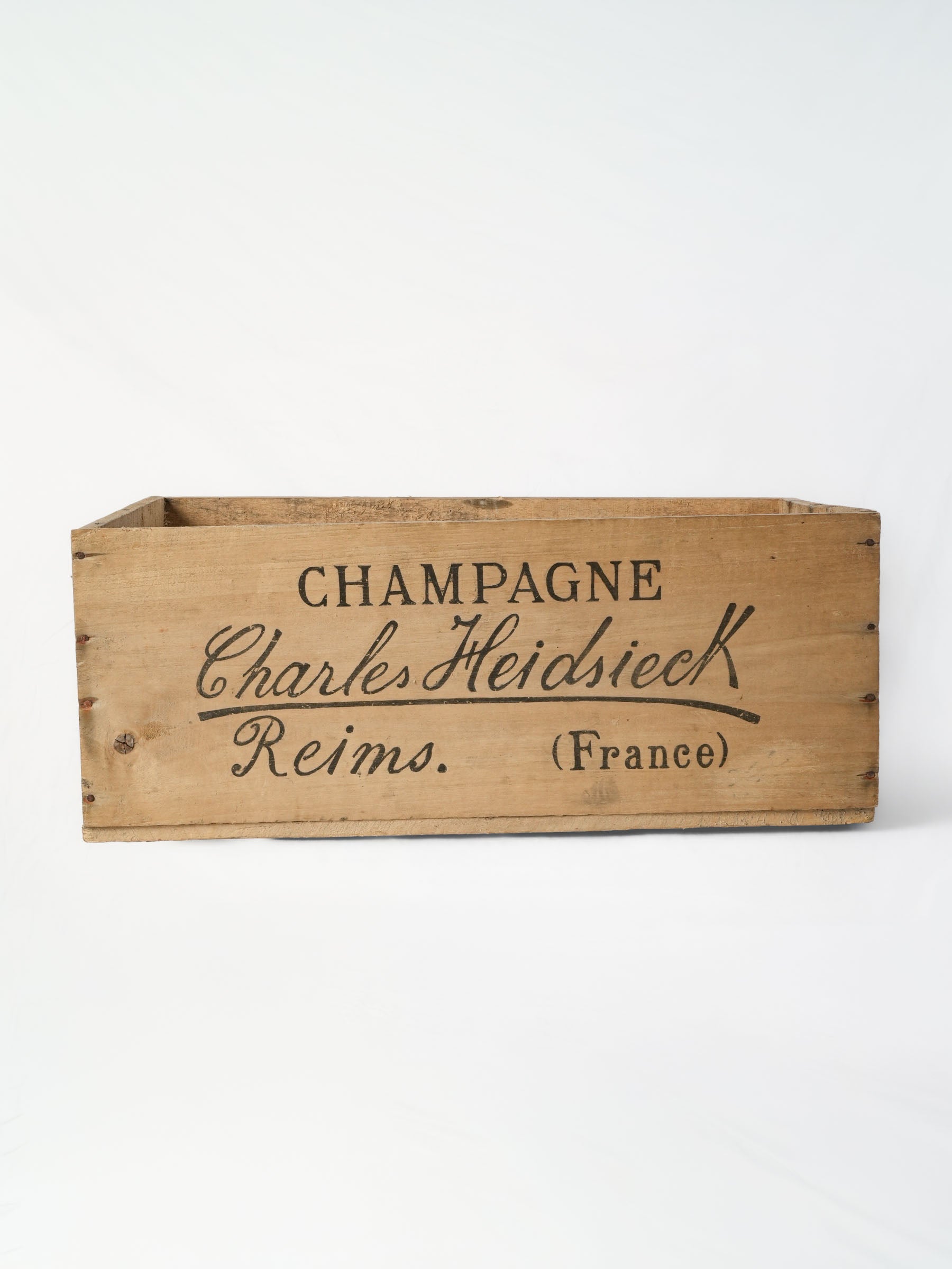 Mid 20th century French champagne crate - Charles Heidsieck Reims, 20¾" x 13¾"