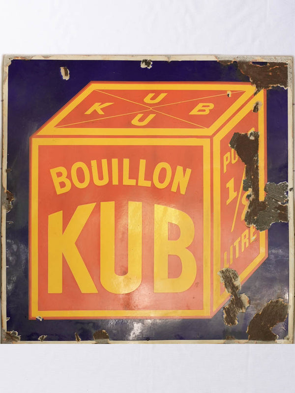 Antique French tole Boullion Kub sign