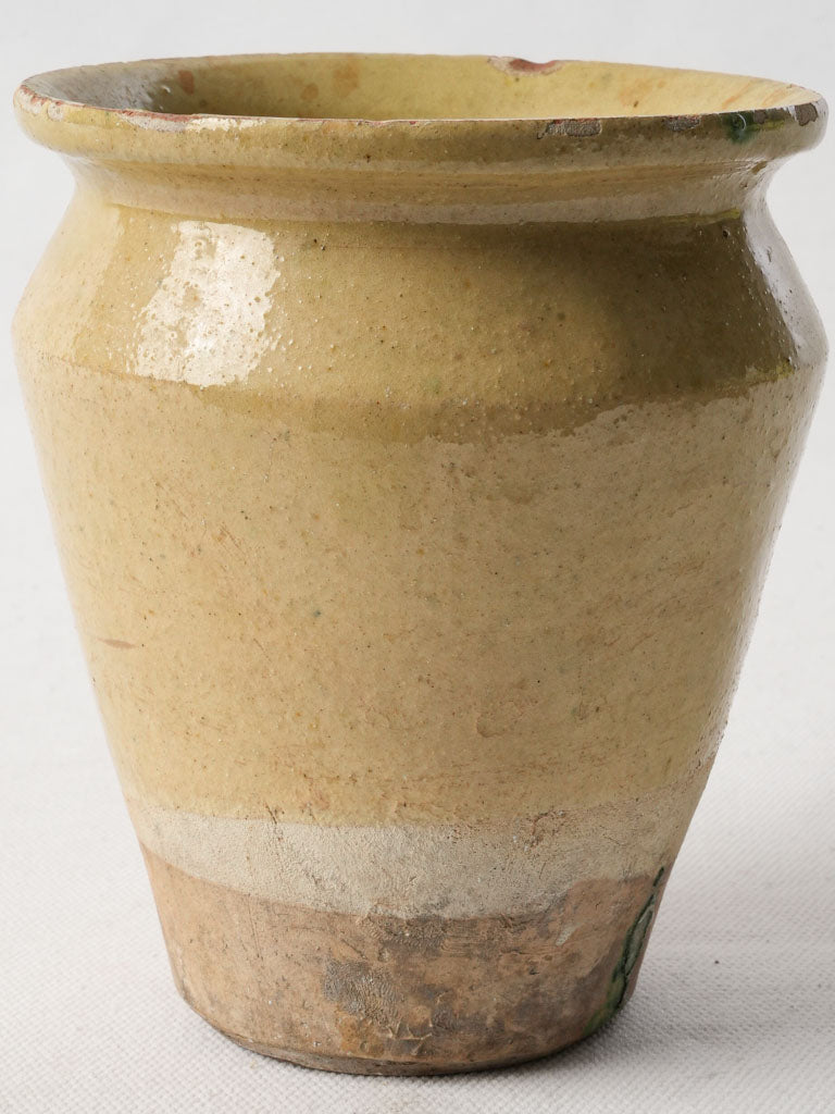Antique Small Tapered Terracotta Pot W/ Ochre Glaze - 5½"