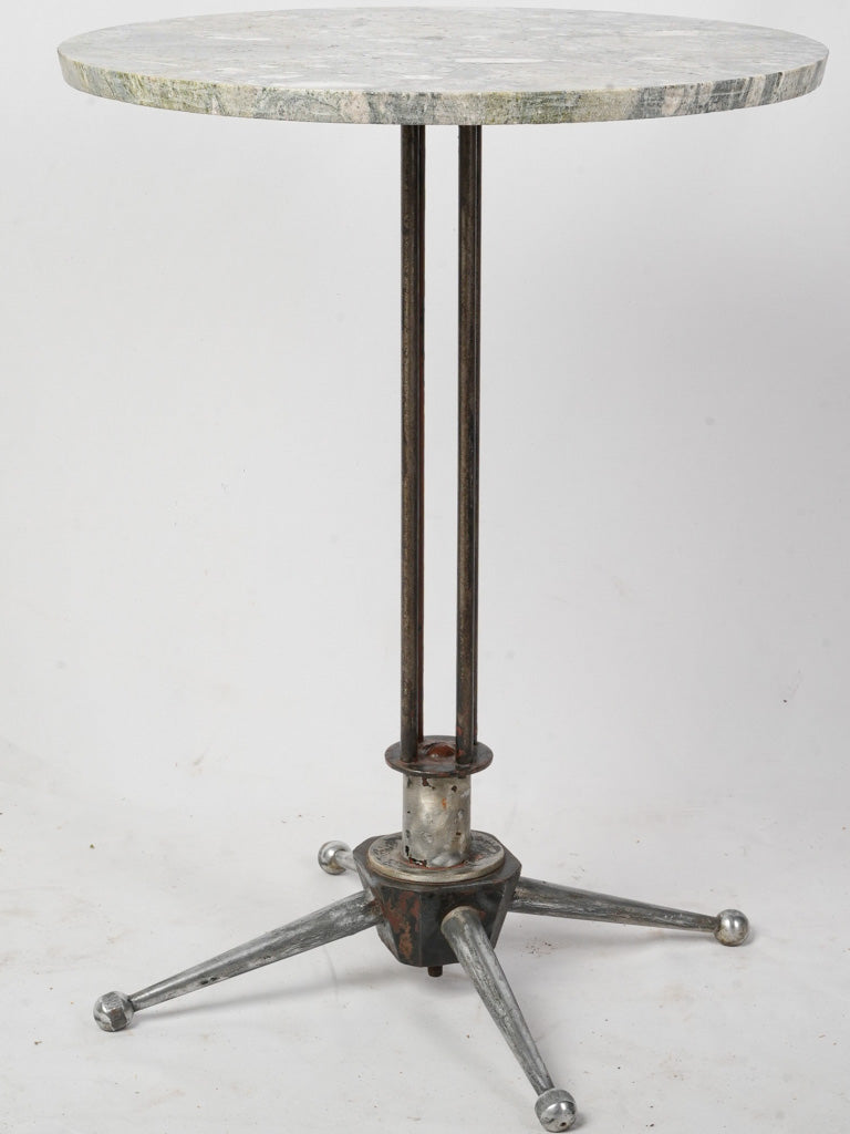 1950s Industrial Style Side Table w/ Beautiful Marble Top - 28¼"
