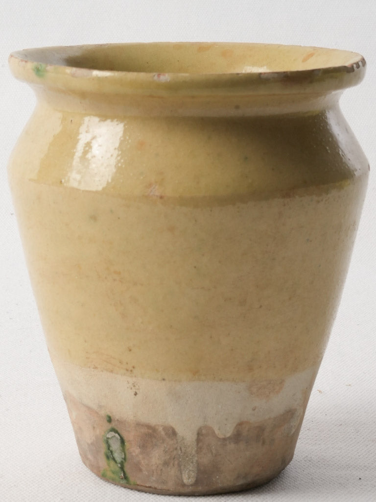 Antique Small Tapered Terracotta Pot W/ Ochre Glaze - 5½"
