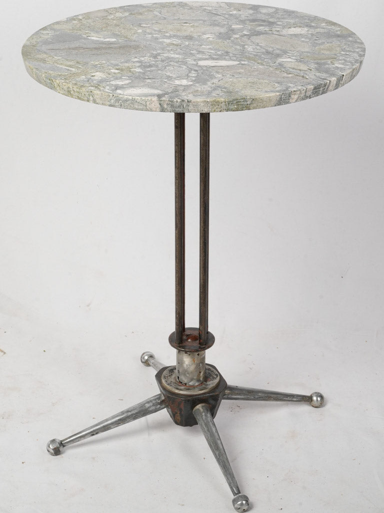1950s Industrial Style Side Table w/ Beautiful Marble Top - 28¼"
